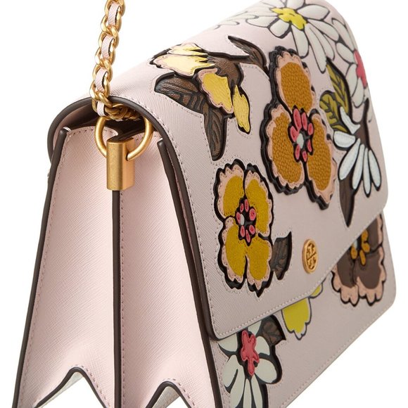 Tory Burch Robinson Applique Convertible Leather Crossbody Bag Purse Pink NEW - Picture 2 of 5